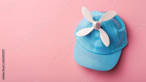 Kids cap with propeller on pink background