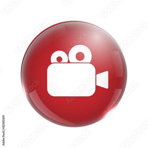 3d bubble with retro video camera icon