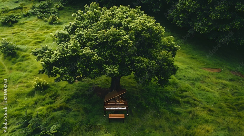 piano puerto varas chile tree on green background piano puerto varas chile tree on green background