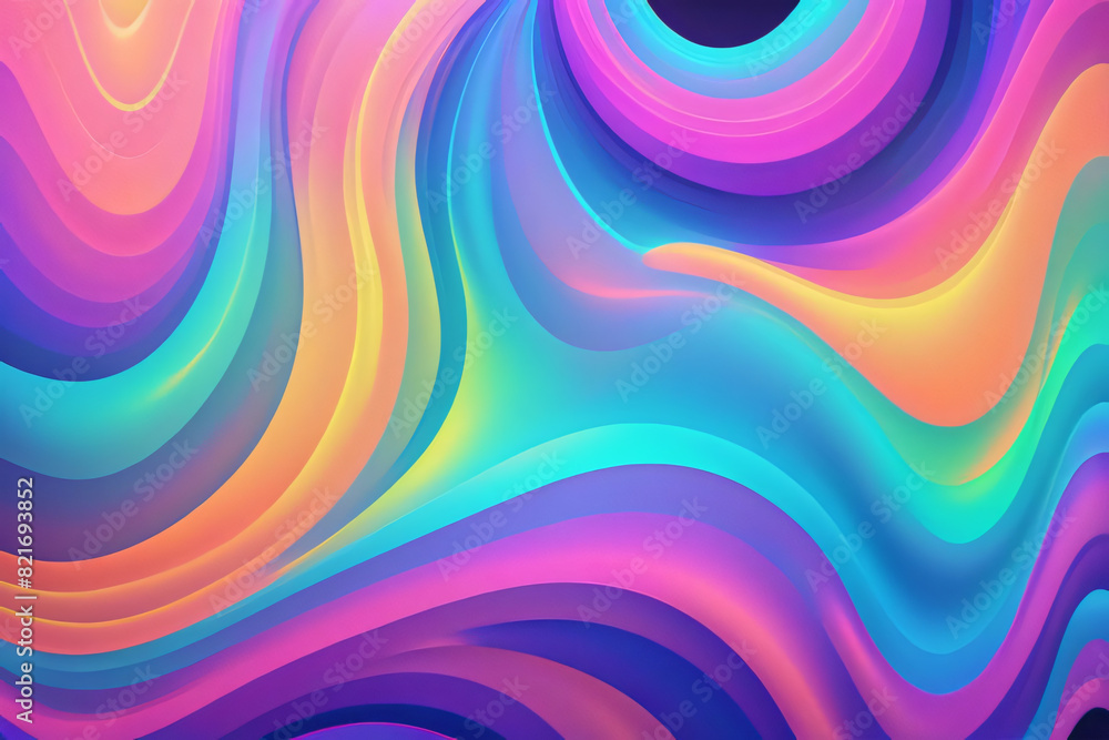 Obraz premium Holographic neon background ,Colorful psychedelic abstract. Pastel color waves for background 