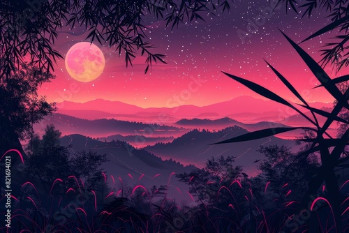 Nature Anime illustration landscape background #821694021