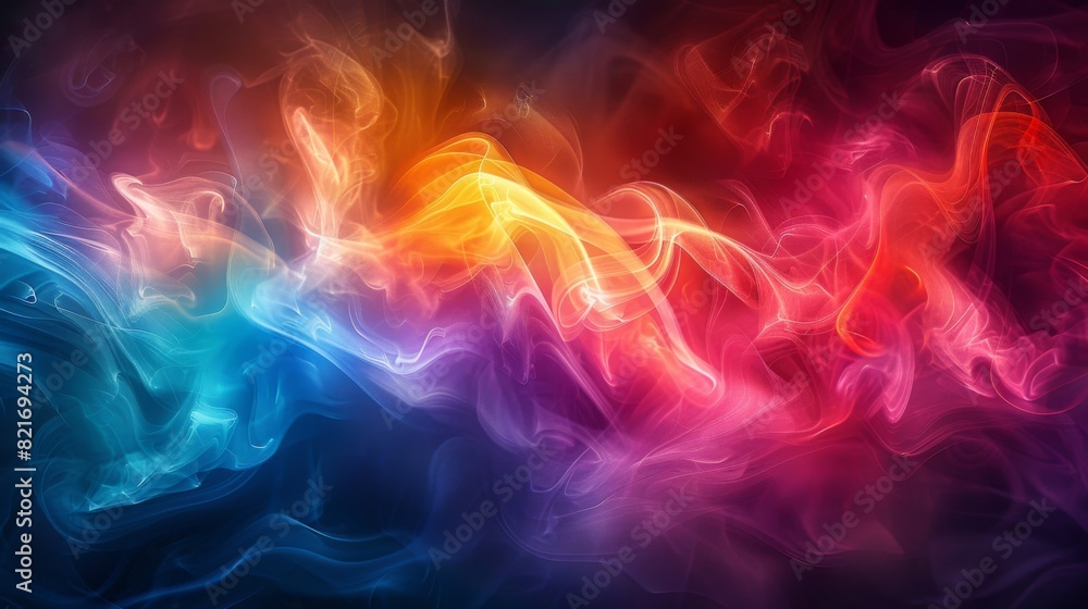 Ethereal Dreamy Light Painting with Colorful Ink and Rainbow Core. Glowing Shadows on a Rainbow Background Depicting Vibrant Waves for Illustration, Advertising, web Design, and Graphic Needs. Ethereal Dreamy Light Painting with Colorful Ink and Rainbow Core. Glowing Shadows on a Rainbow Background Depicting Vibrant Waves for Illustration, Advertising, web Design, and Graphic Needs.