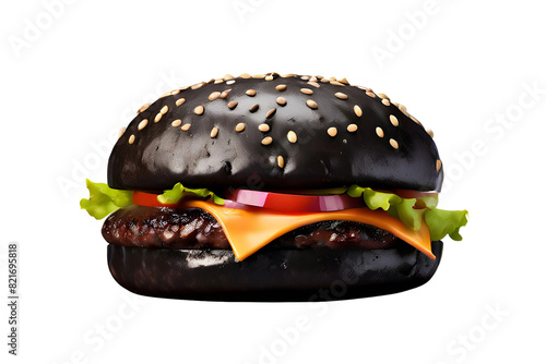 Black burger with transparent background