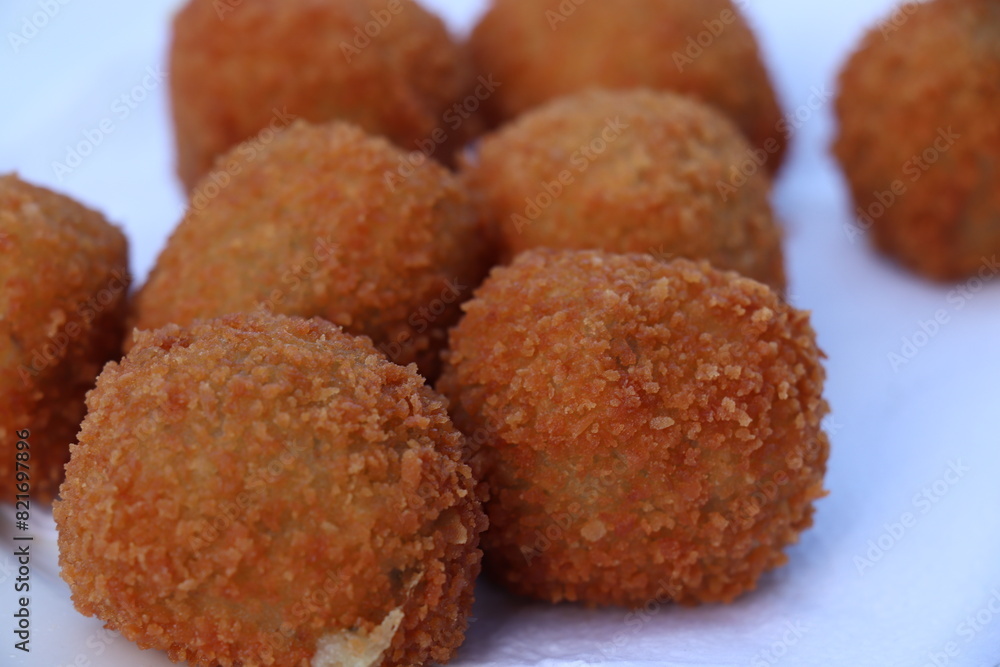 Dutch snack: Bitterballen with mustard Dutch snack: Bitterballen with mustard