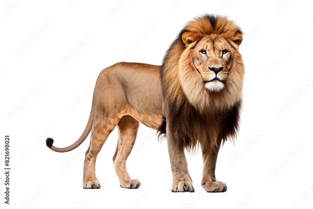 Obraz premium Regal Male Lion Mane Close-Up Isolated on Transparent Background