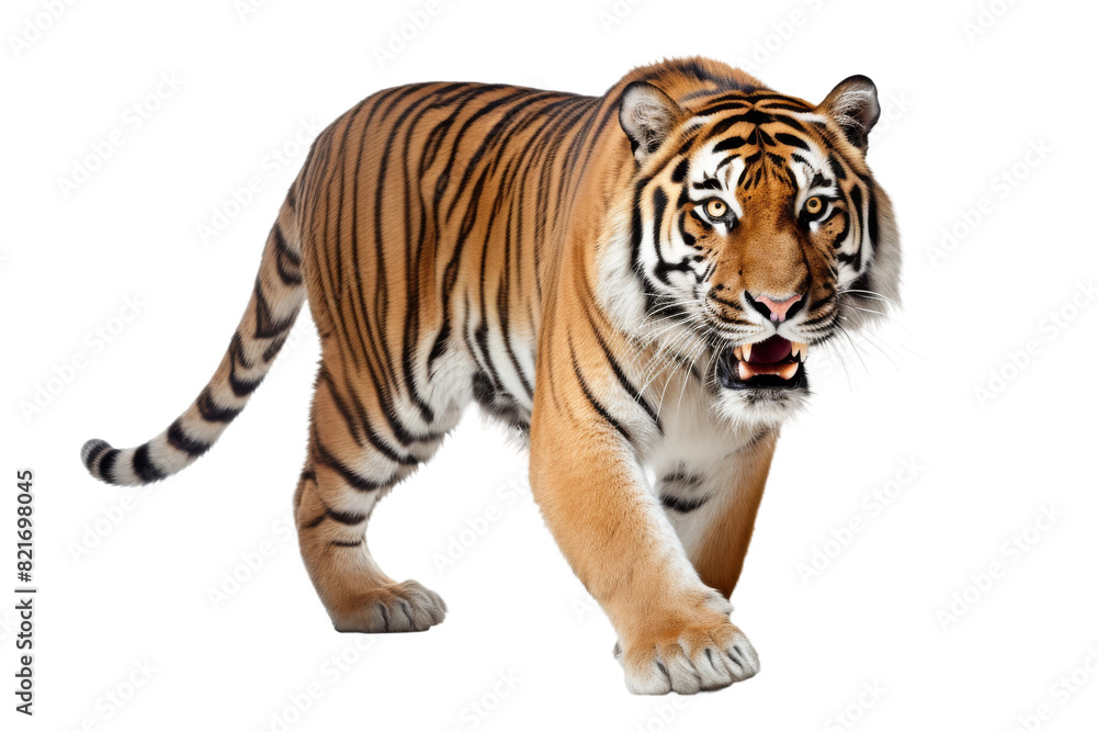 Ferocious Tiger Roaring in the Jungle Isolated on Transparent Background Ferocious Tiger Roaring in the Jungle Isolated on Transparent Background