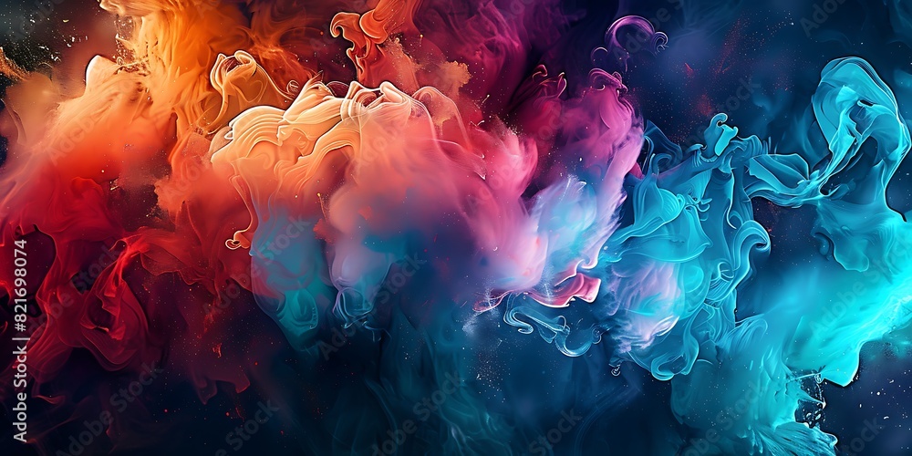 Fototapeta premium A vibrant burst of colorful powder fills the air, creating a mesmerizing display. 