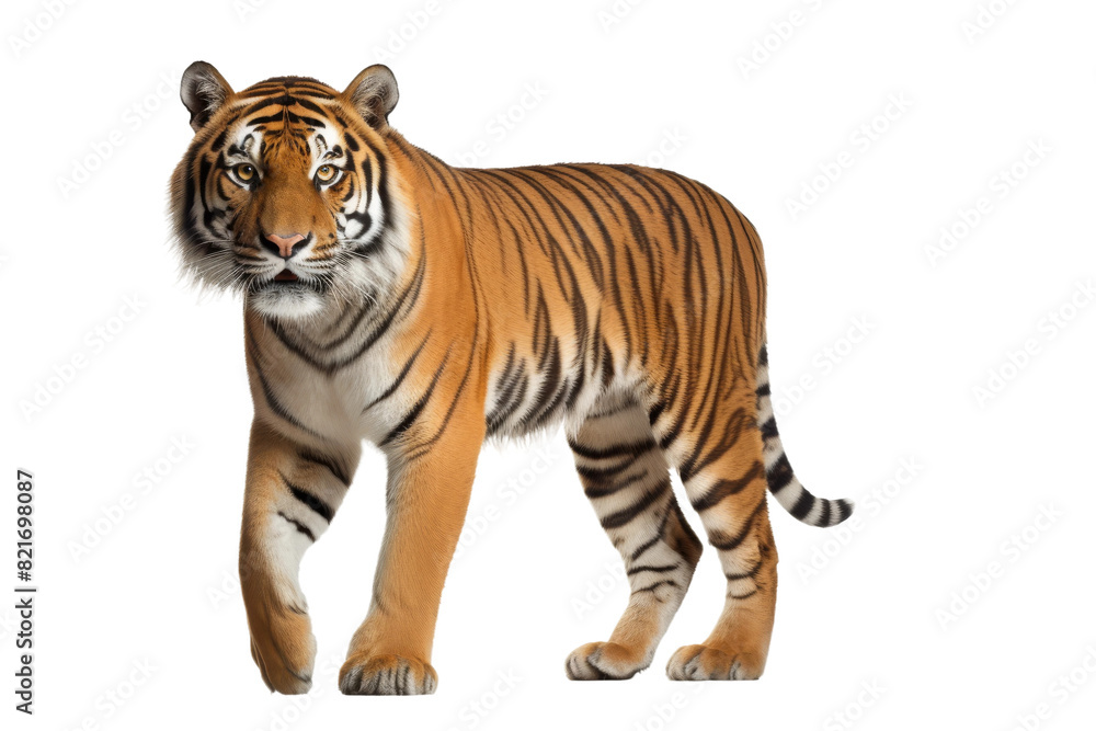 Relaxed Tiger Enjoying a Leisurely Walk Isolated on Transparent Background Relaxed Tiger Enjoying a Leisurely Walk Isolated on Transparent Background