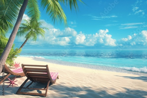 tropical beach summer in realistic 3d style by generative ai