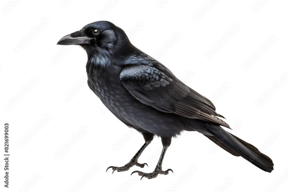 Raven Perched Isolated on Transparent Background Raven Perched Isolated on Transparent Background