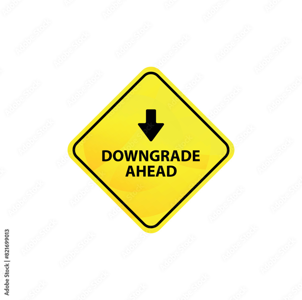 downgrade ahead sign on white background downgrade ahead sign on white background