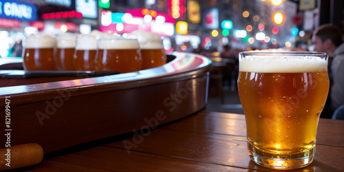 glass of beer on table
