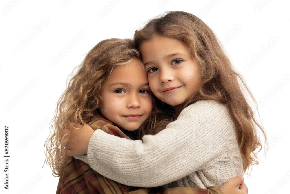 Comforting Embrace of Two Best Friends Isolated on Transparent Background Comforting Embrace of Two Best Friends Isolated on Transparent Background