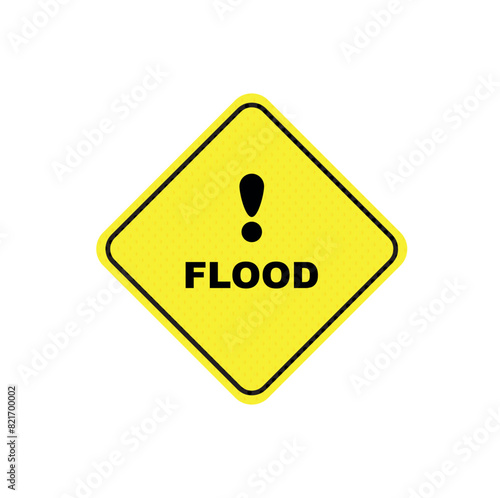 flood warning sign on white background	