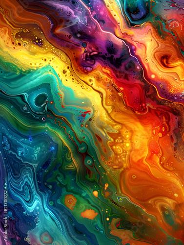 Digital renditions of fluid art with swirling colors and marbling effects 8k