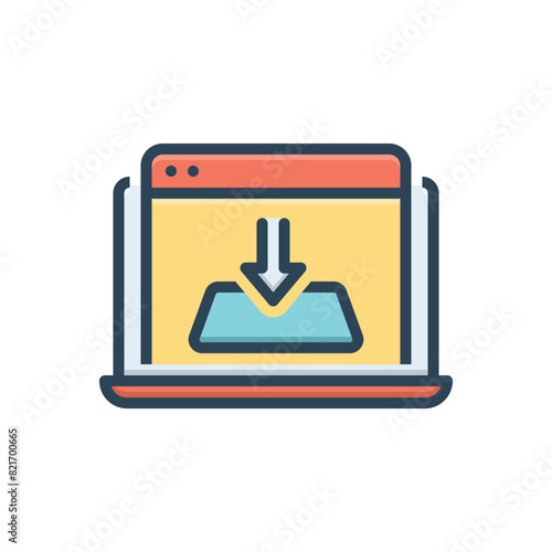 Color illustration icon for downloaded
