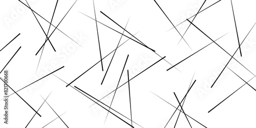 Rectangular pattern with random lines. Minimalistic chaotic background. Simple black and white vector illustration. photo