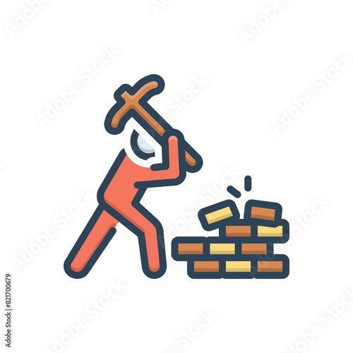 Color illustration icon for forced