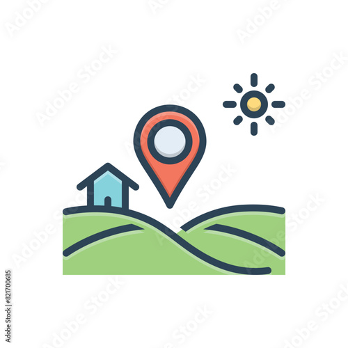 Color illustration icon for land