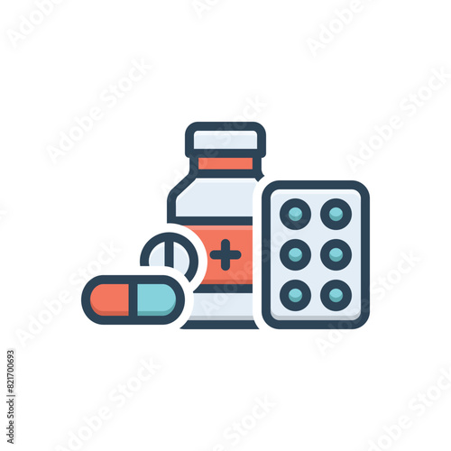 Color illustration icon for medicine