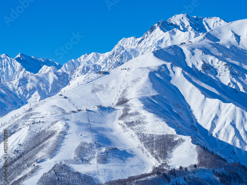 八方尾根と冬の北アルプス 後立山連峰