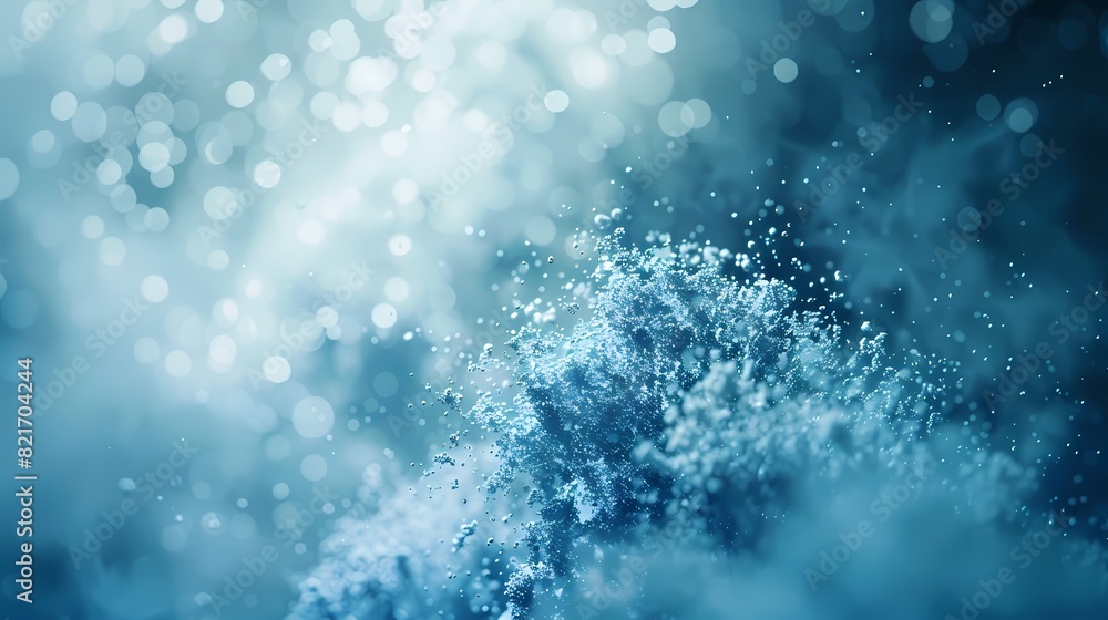A cluster of particles in an abstract background, with a haze effect and a cyan color grade, isolated on solid white background A cluster of particles in an abstract background, with a haze effect and a cyan color grade, isolated on solid white background