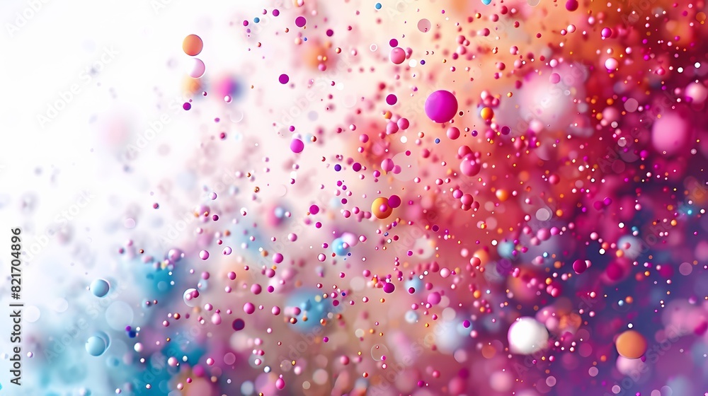 A cluster of particles in an abstract background, with a selective focus effect and a bright color palette, isolated on solid white background A cluster of particles in an abstract background, with a selective focus effect and a bright color palette, isolated on solid white background