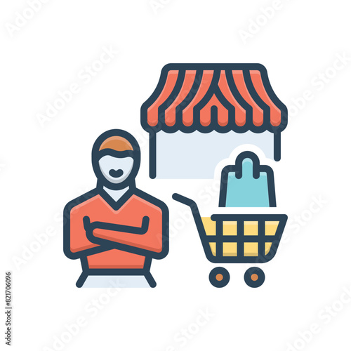 Color illustration icon for customer