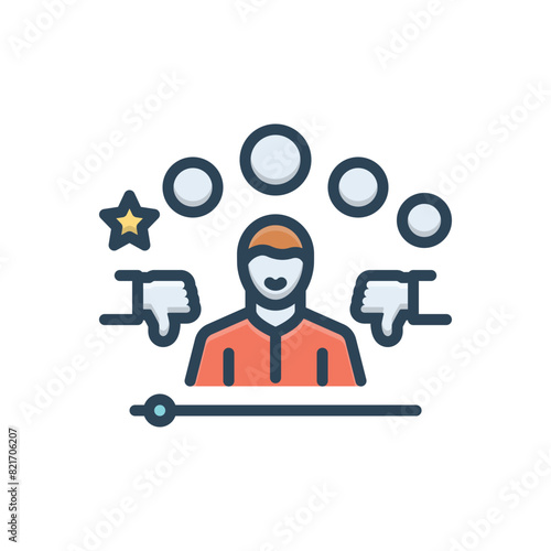 Color illustration icon for unsatisfied
