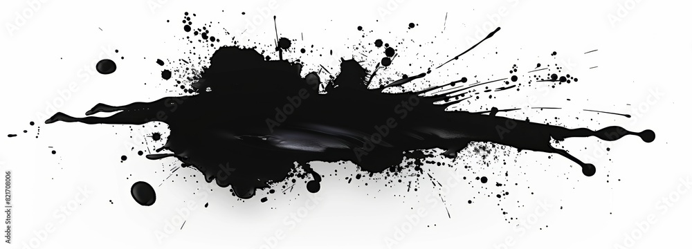 Fototapeta premium Black ink splatter on a white background