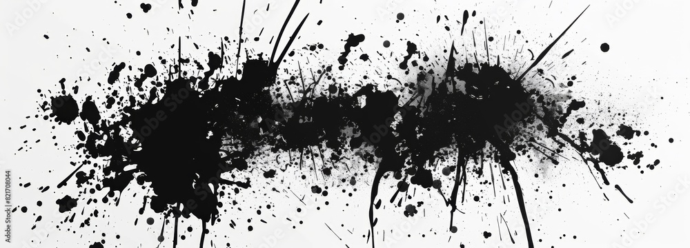 Fototapeta premium Black ink splatter on a white background