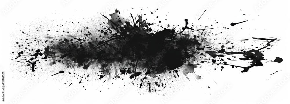 Fototapeta premium Black ink splatter on a white background