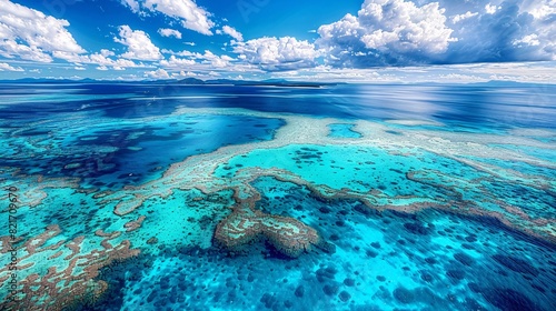 The stunning aerial wonder of Australia's marine ecosystem, a must-see destination for nature lovers and travelers seeking conservation and relaxation. photo