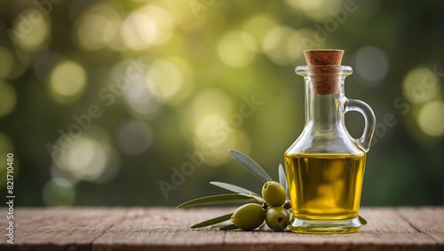bottle of oil and olives 