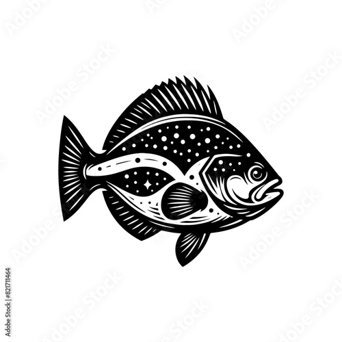 Celestial Halibut Silhouette - Heavenly Aura in Aquatic Design - minimallest halibut vector
