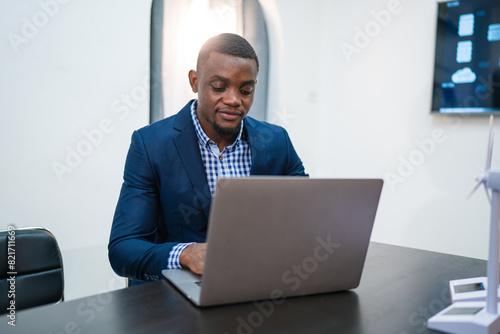 Successful businessman working and looking camera at her office desk, Concept of business risk analysis and assessment