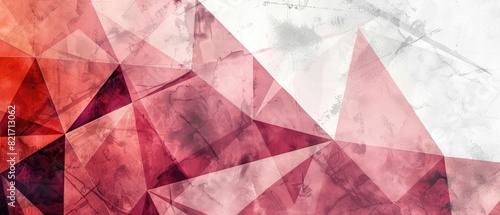 Red white gradient polygonal surface abstract 3D render