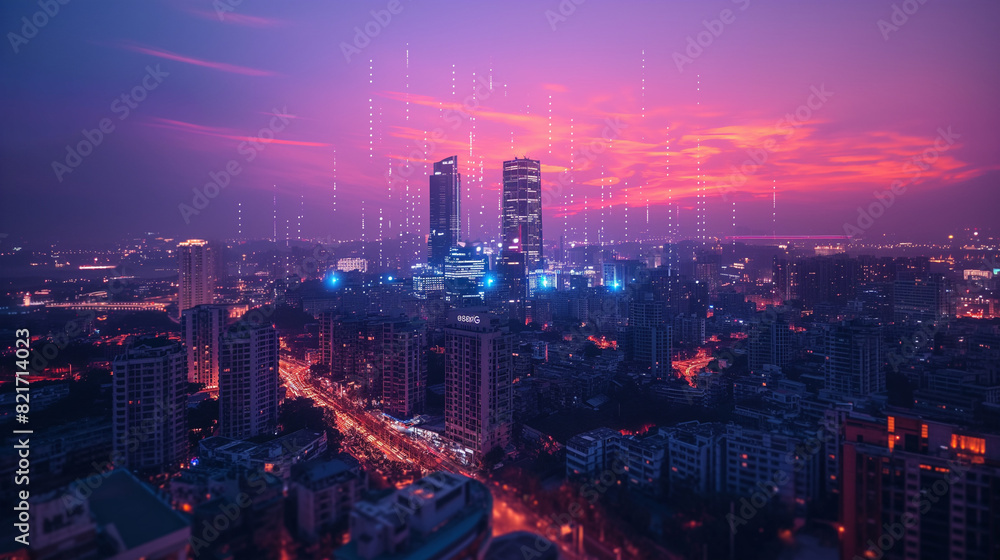 custom made wallpaper toronto digitalconcept photo 5G applicatin with modern city.