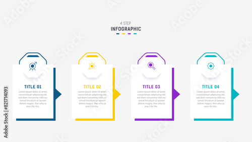 Four Step Infographic element design Vector template for presentation. process diagram and presentations step, workflow layout, banner, flow chart, info graphic vector illustration.