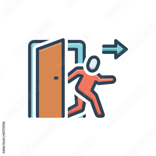 Color illustration icon for evacuation