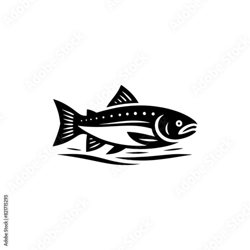 Detailed Salmon Silhouette - A Minimalist Tribute to the Majestic Fish - minimallest salmon vector

