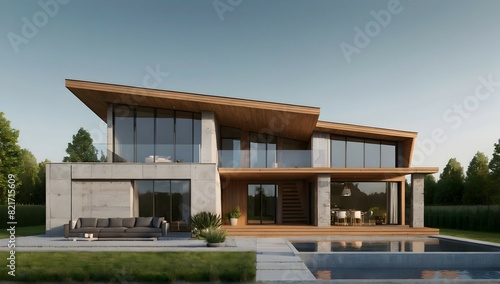 Modern house isolated on transparent background © Gaming