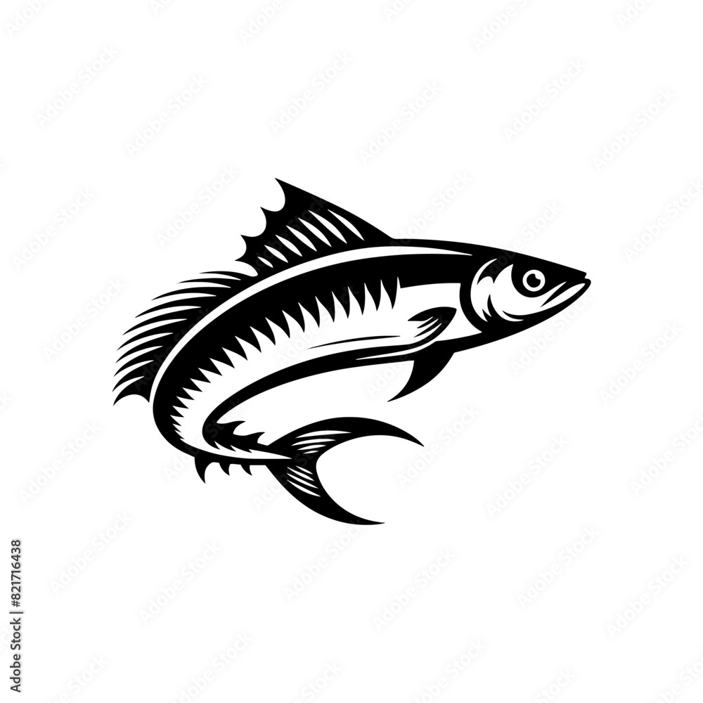 Obraz premium Enigmatic Sardine Silhouette - Mystical Splendor of Ocean Creatures - minimallest sardine vector 