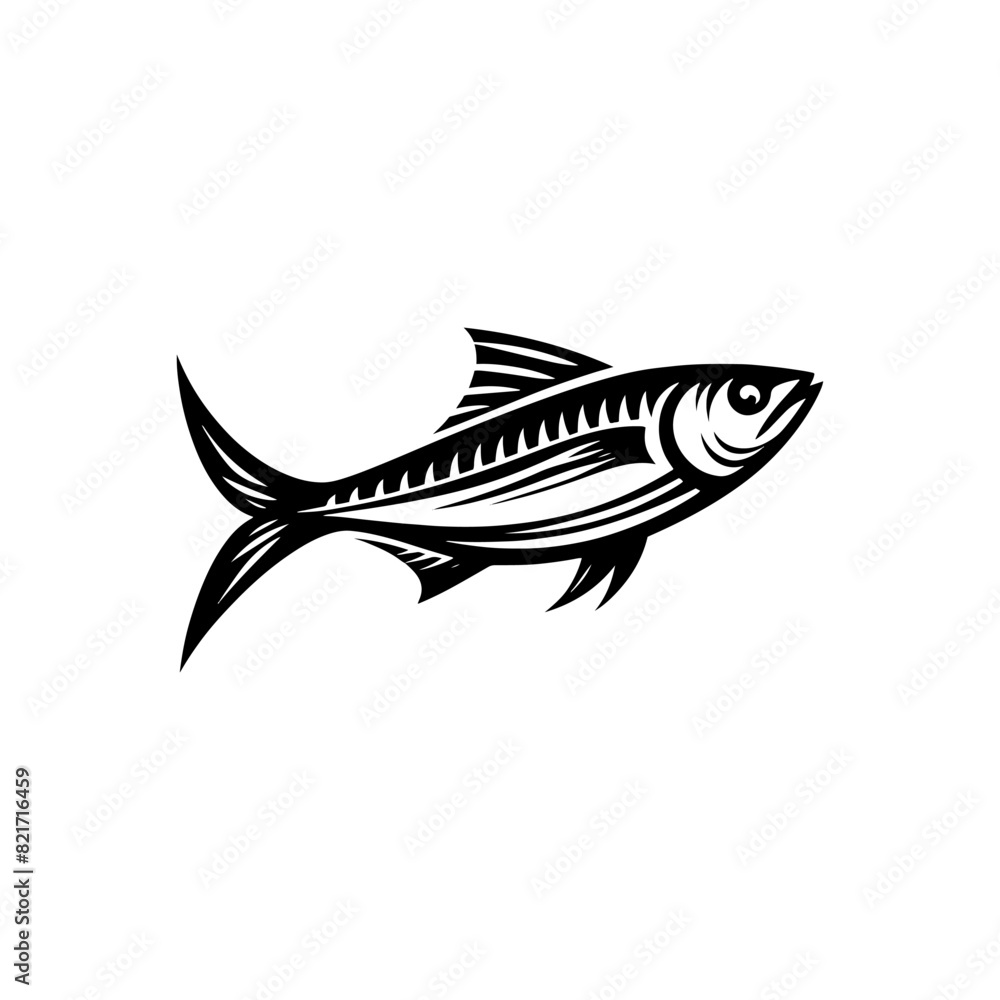 Obraz premium Cosmic Sardine Silhouette - Celestial Wonder in Underwater Art - sardine illustration 