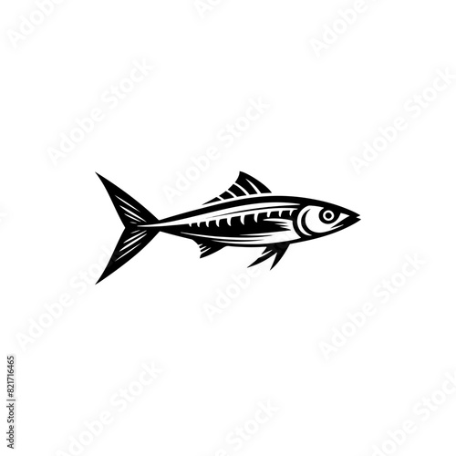 Playful Sardine Silhouette - Whimsical Delight of Marine Life - minimallest sardine vector 