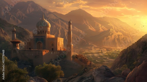 spirituality illuminated in majestic ancient Islamic architecture photo