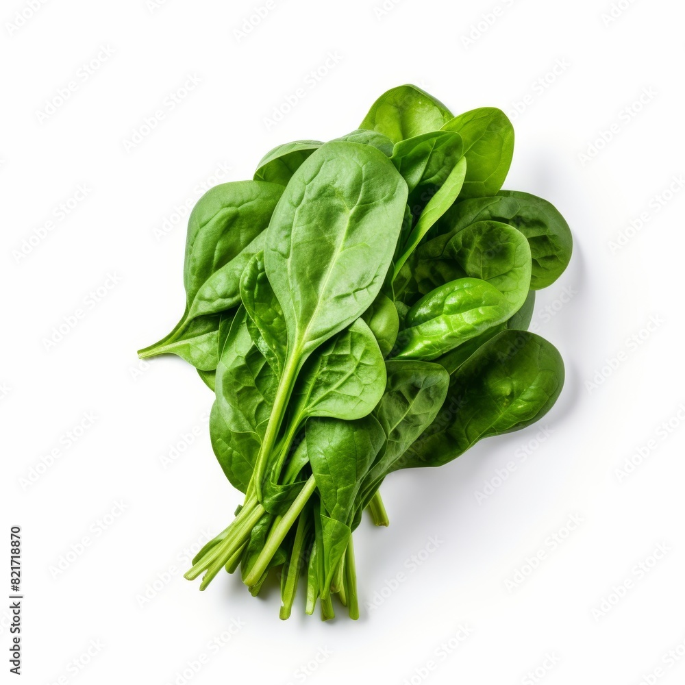Bunch of spinach leaves on isolated white background Bunch of spinach leaves on isolated white background