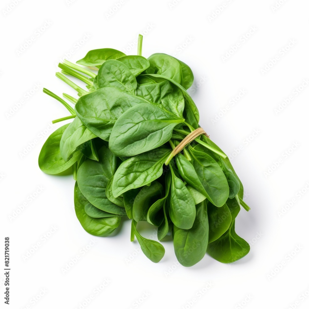 Bunch of spinach leaves on isolated white background Bunch of spinach leaves on isolated white background