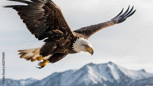 Eagle Flying in snow mountains