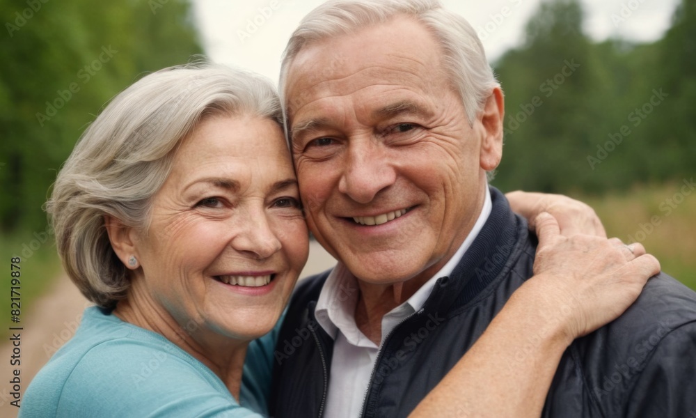 A couple of older men are smiling and hugging each other A couple of older men are smiling and hugging each other